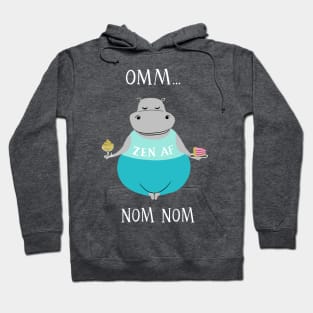 Omm Nom Nom - funny yoga hippo Hoodie